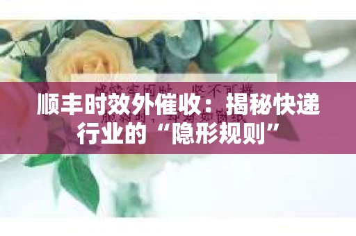顺丰时效外催收：揭秘快递行业的“隐形规则”