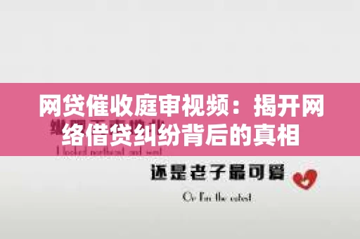 网贷催收庭审视频：揭开网络借贷纠纷背后的真相