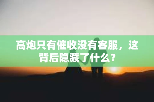 高炮只有催收没有客服，这背后隐藏了什么？