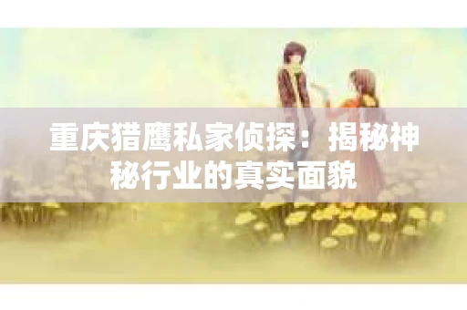 重庆猎鹰私家侦探：揭秘神秘行业的真实面貌