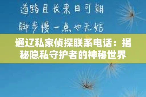 通辽私家侦探联系电话：揭秘隐私守护者的神秘世界